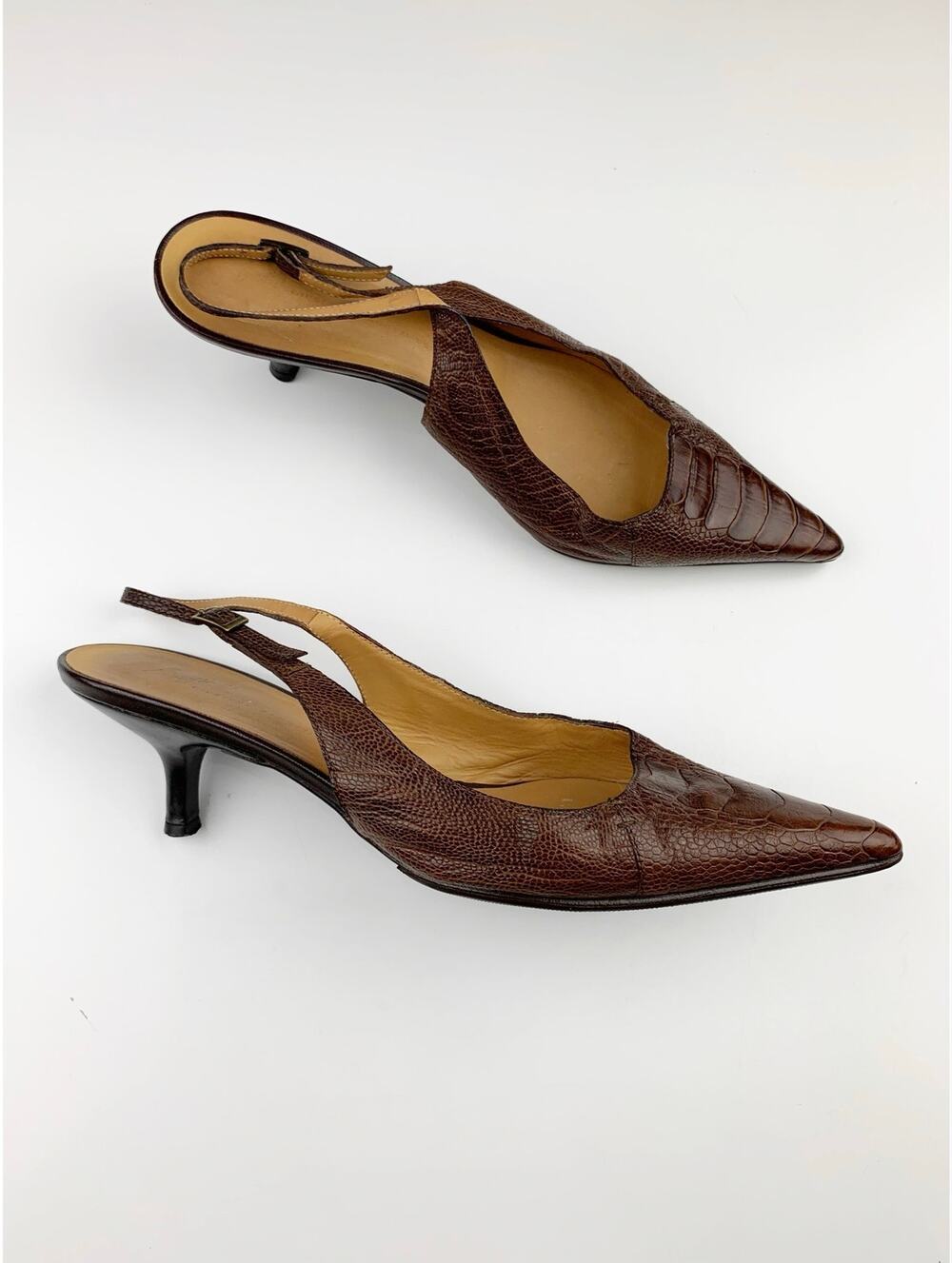 Giuseppe Zanotti Vicini Vintage Pointed Toe Slingback Kitten Heels Size 37 US 7